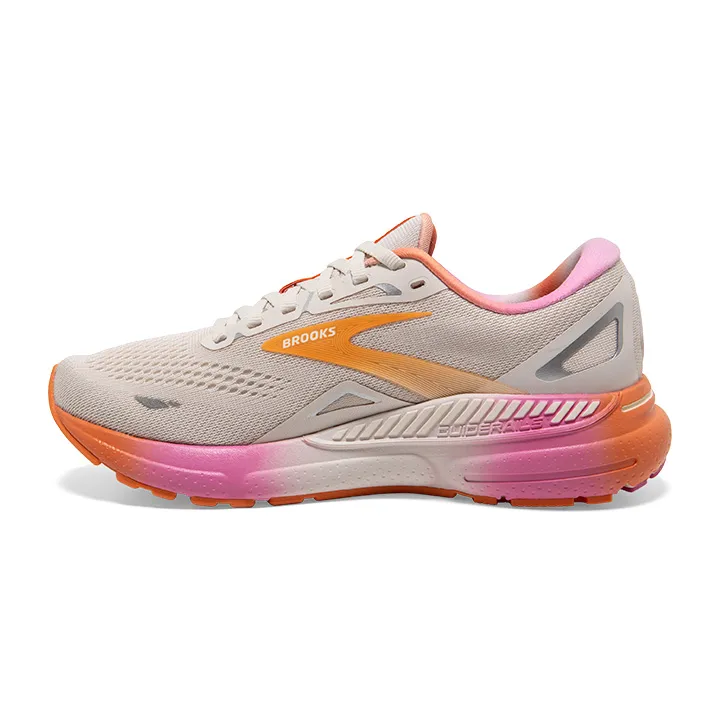 Women's Brooks Adrenaline GTS 23 - White Sand/Sunset/Fuchsia